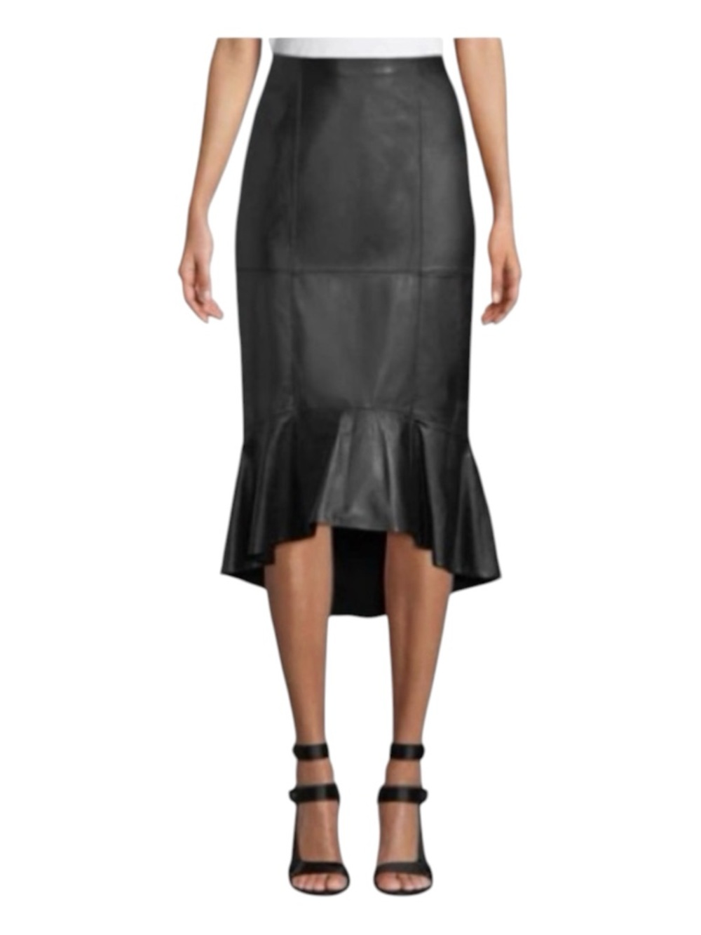 ALICE + OLIVIA Black Lamb’s Leather  Skirt